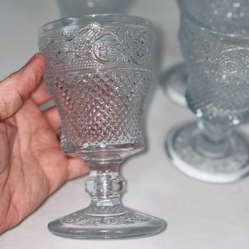 Clear Pressed Glass Goblets - Set of 4 - Picture 3 of 5